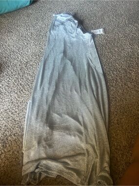 Zara Silver Maxi Skirt with Metallic Sheen